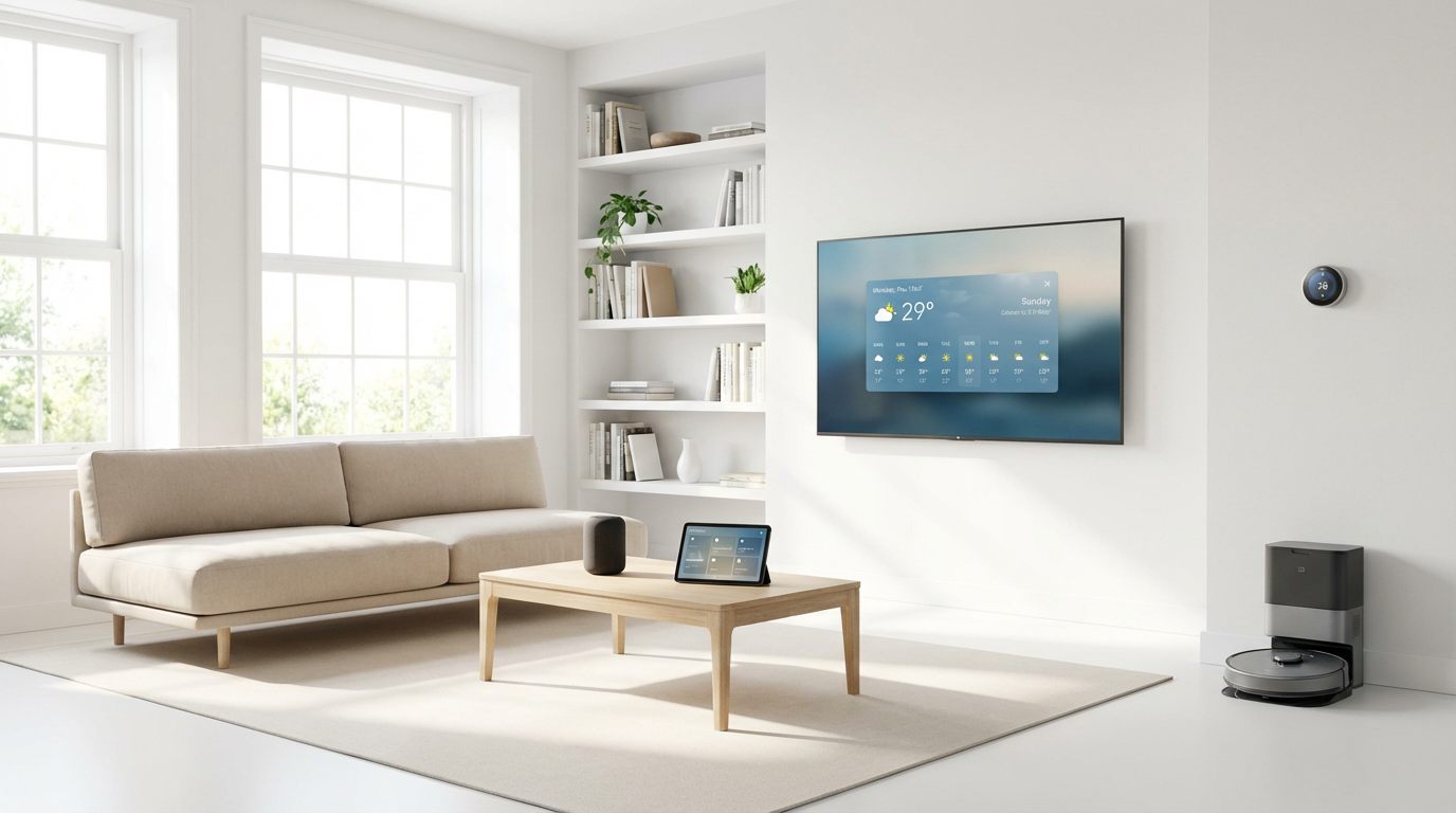 Modern living room with smart devices